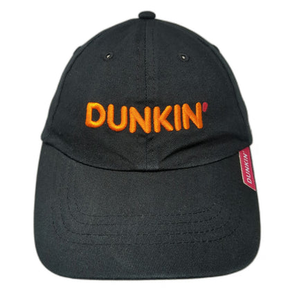 Dunkin Baseball Cap Black One Size Embroidered Logo Strapback Hat Coffee Donut