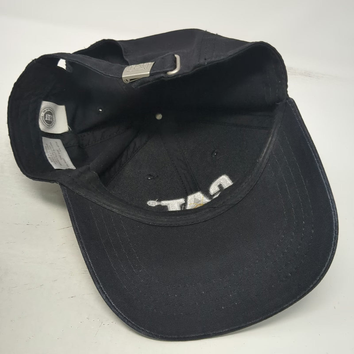 Caterpillar CAT Baseball Cap Black One Size Adjustable Cotton Slideback Hat Logo