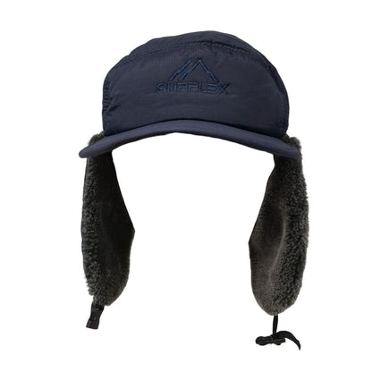 Supplex Fitted Trapper Hat Blue One Size Ear Flap Chin Strap Faux Fur