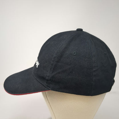 Amada Hat Baseball Cap Black One Size Strapback Embroidered Logo Red Trim