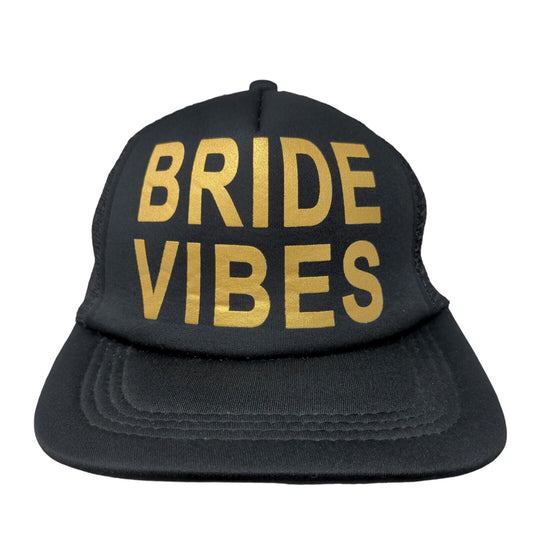 Bride Vibes Snapback Trucker Hat One Size Black Mesh Back Graphic Print W/Tags