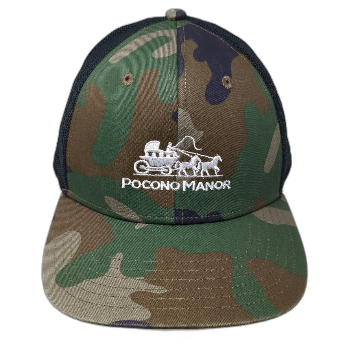 Outdoor Cap Trucker Hat Green One Size Camo Mesh Snapback Pocono Manor Logo