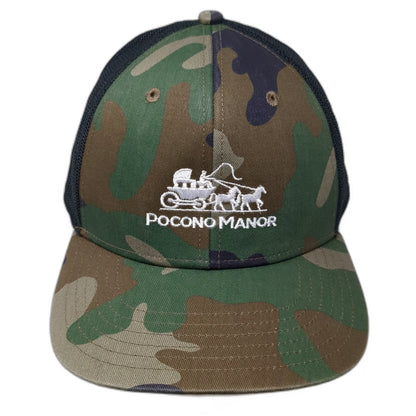 Outdoor Cap Trucker Hat Green One Size Camo Mesh Snapback Pocono Manor Logo