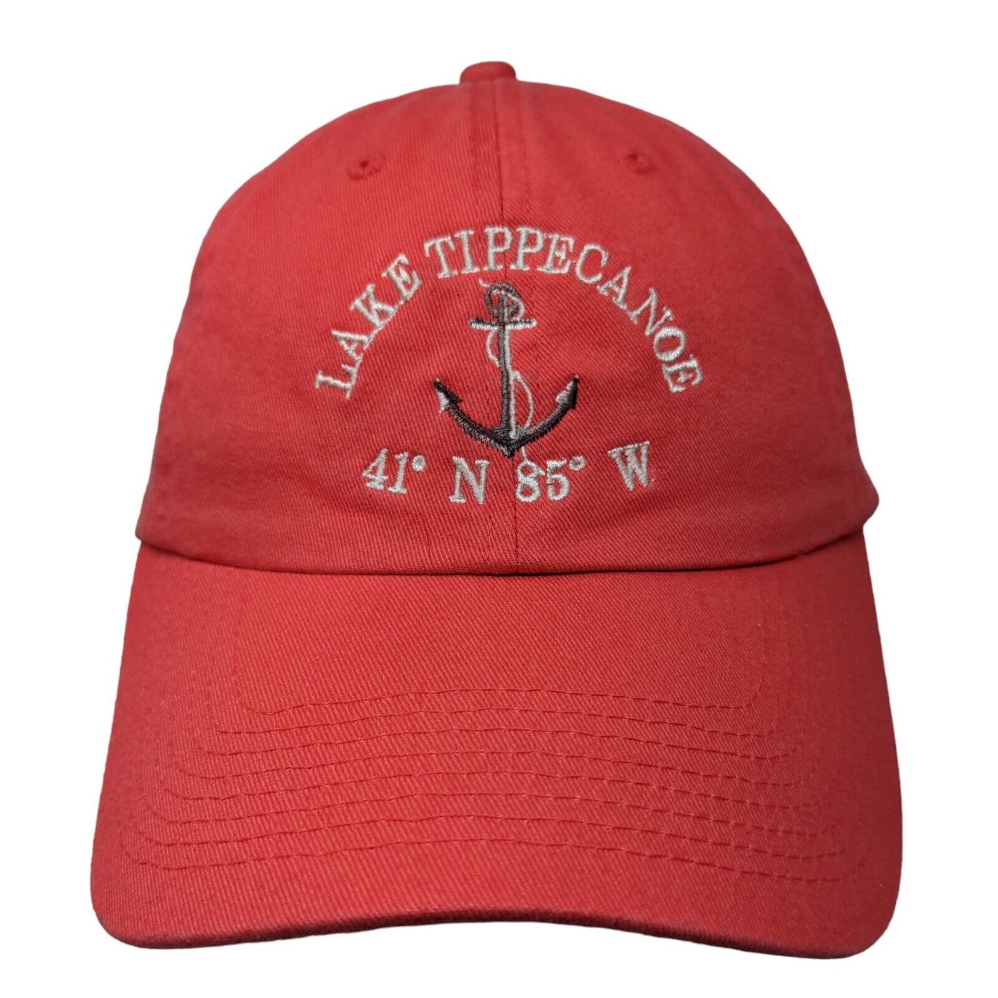 Fahrenheit Men's Slideback Hat Pink OSFM Lake Tippecanoe Embroidered Logo Cotton