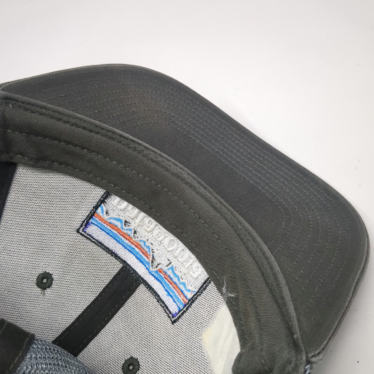 Patagonia Trucker Hat Gray One Size Mesh Back Snapback Mountain Patch Logo