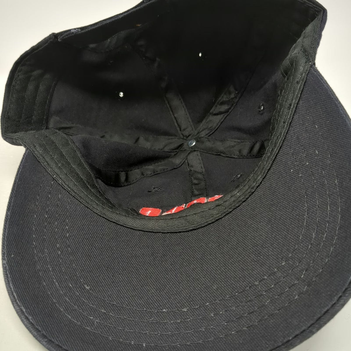 PIBI Red Puff Embroidery Black Baseball Cap Hat One Size Adjustable Strapback