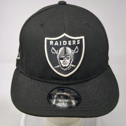 Las Vegas Raiders NFL New Era Snapback Black One Size Flat Brim Side Patch Hat