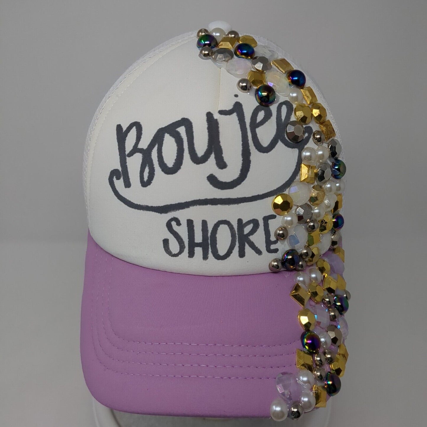 Boujee Shore Snapback Trucker Hat Multi One Size Mesh Back Embellished