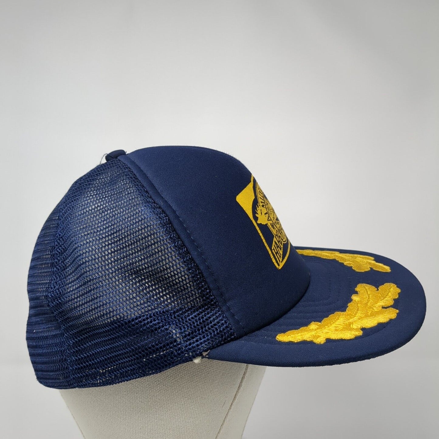 At Middle Fork Harrah's Lodge Snapback Trucker Hat Blue Large Mesh Back CH