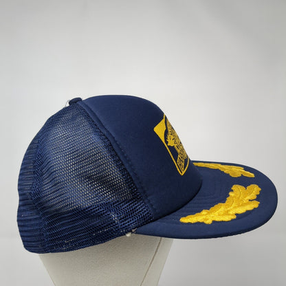 At Middle Fork Harrah's Lodge Snapback Trucker Hat Blue Large Mesh Back CH