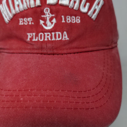 Lucky 7 USA Men's Strapback Hat Red Adjustable Embroidered Miami Beach Logo