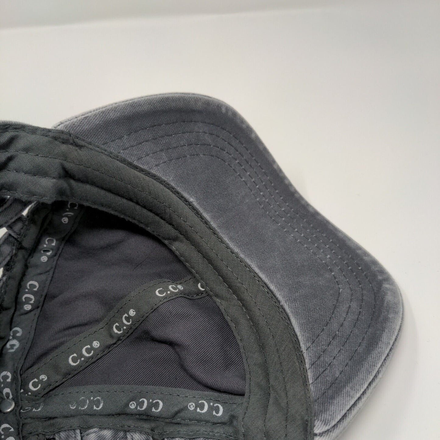 C.C. Exclusive Crisscross Strapback Hat Gray OS Adjustable Breathable Blank