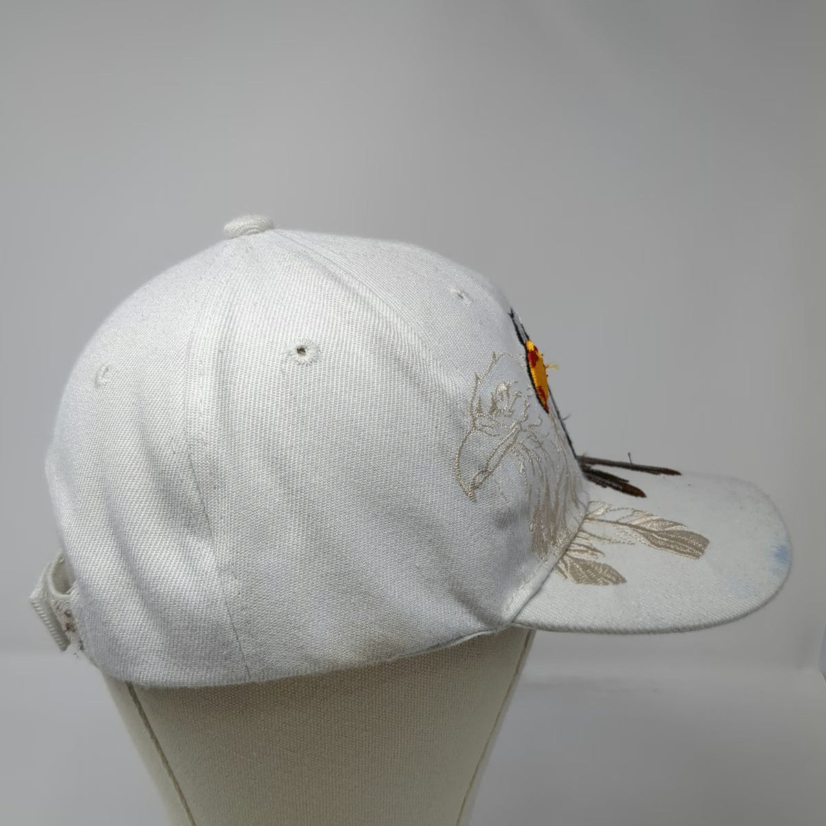 Native Pride White Baseball Cap One Size Embroidered Eagle Feather Strapback Hat