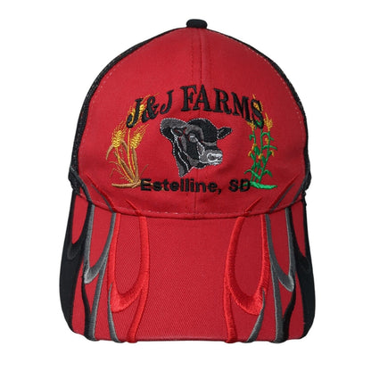 J&J Farms Estelline, SD Strapback Trucker Hat Red One Size Mesh Back