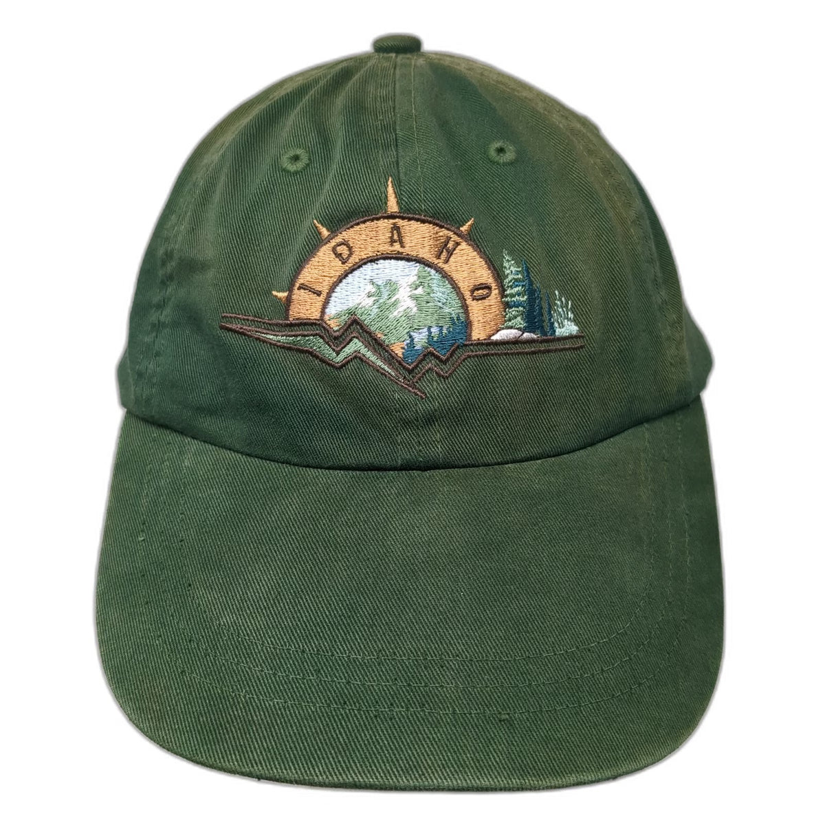 Lucky Stars Baseball Cap Green One Size Idaho Landscape Graphic Slideback Hat