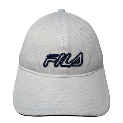 FILA Strapback Hat White One Size Adjustable Embroidered 6 Panel Polyester