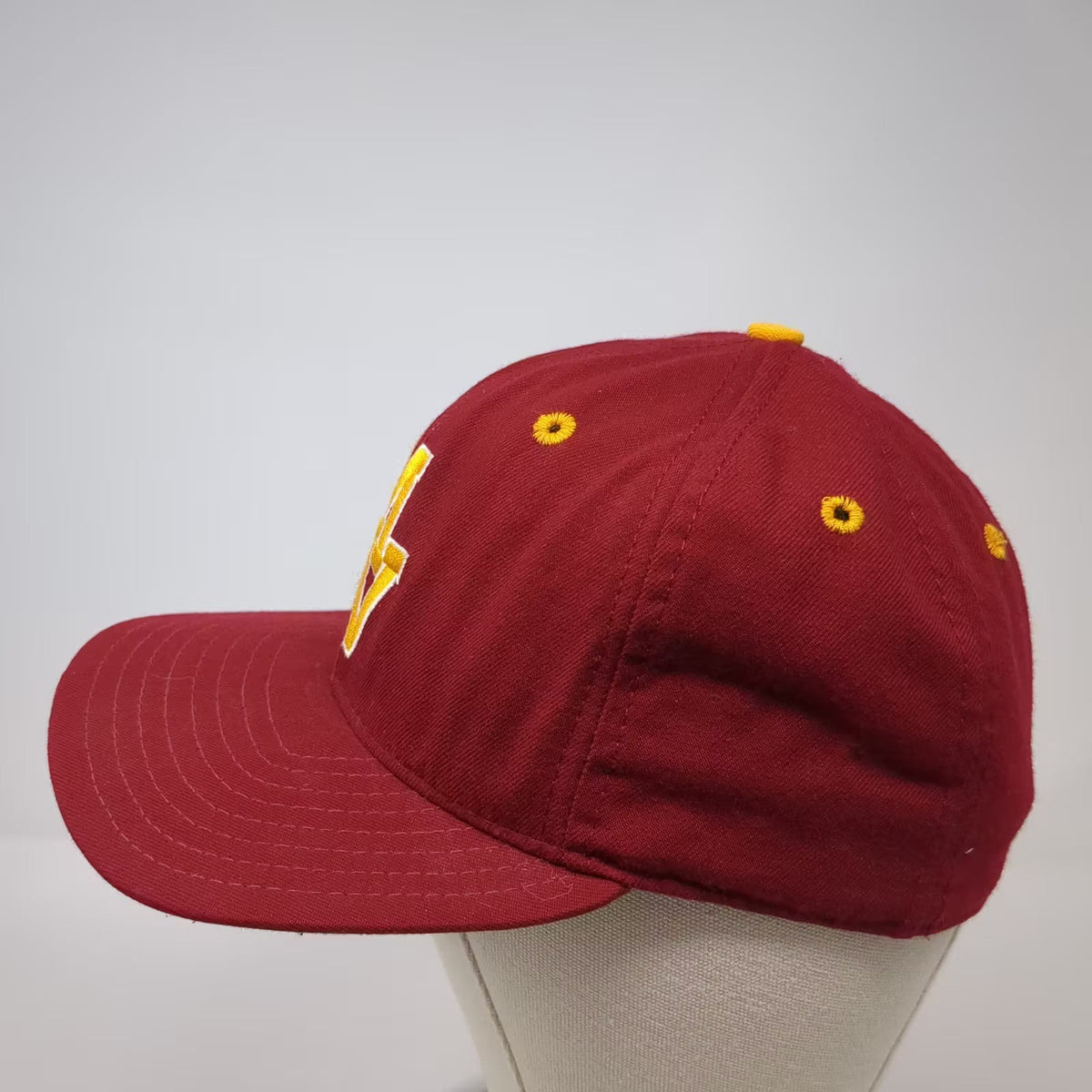 New Era Pro Model MV Fitted Hat Cap Red Yellow Size 7 1/8 Made in USA 6 Panel