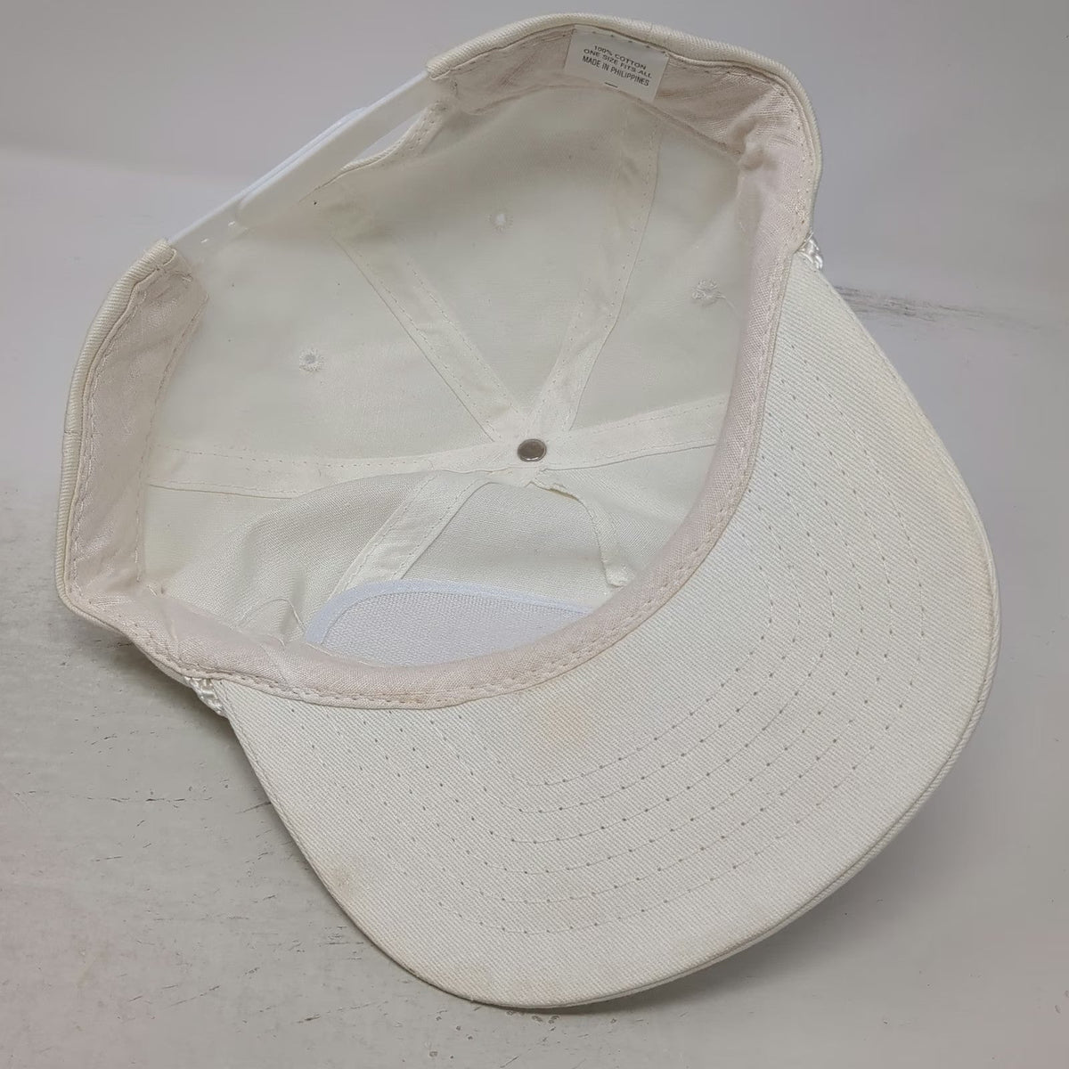 5 Panel White Red Gray One Size Rope Hat Snapback SEI Graphic Logo Cotton