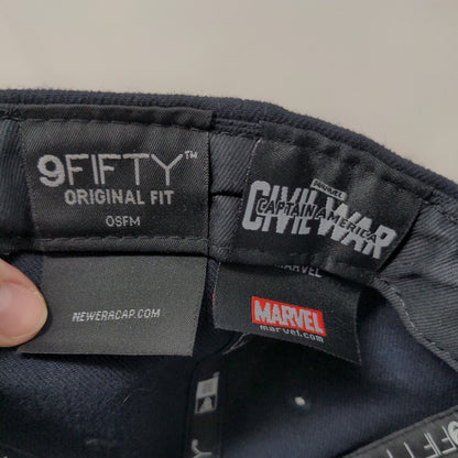 New Era Men's Snapback Hat Blue OSFM #D Captain America Civil War Hat W/Sticker