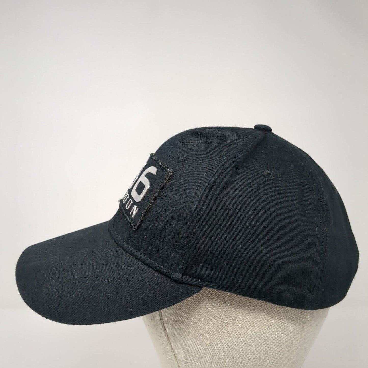 86 Lagoon Strapback Hat Black One Size Adjustable Solid Lucky 7 USA
