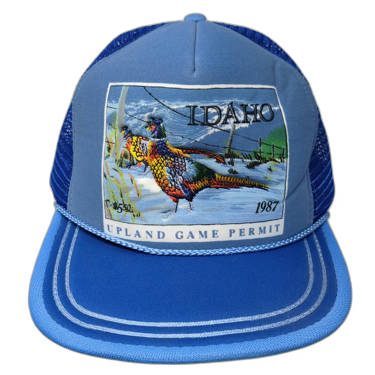 Idaho First Issue Trucker Hat Blue One Size 1987 Pheasant Game Permit Mesh Back