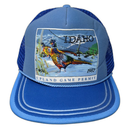 Idaho First Issue Trucker Hat Blue One Size 1987 Pheasant Game Permit Mesh Back