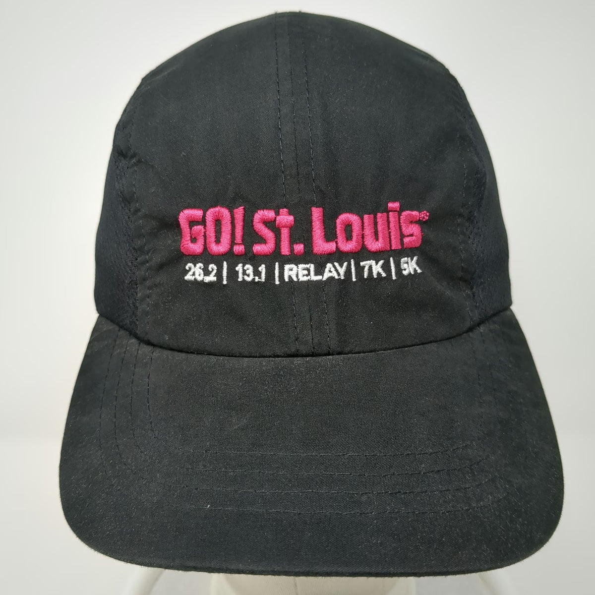 Headsweats Baseball Cap Black Pink One Size Running Mesh Hat GO St Louis 26.2