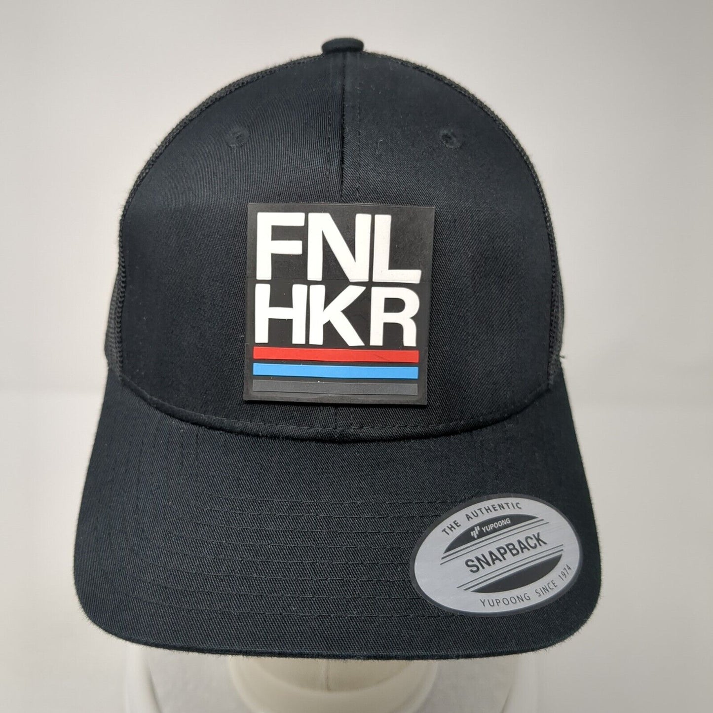 FNL HKR Patch Snapback Mesh Back Trucker Hat Black One Size Yupoong