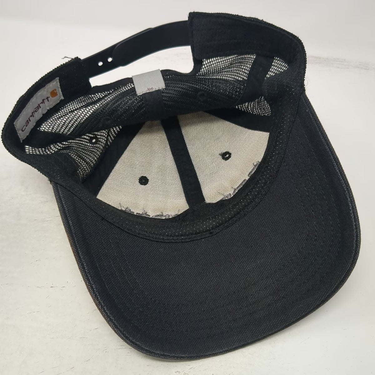 Carhartt Trucker Hat Black L Mesh Back Bleached Snapback Embroidered hat