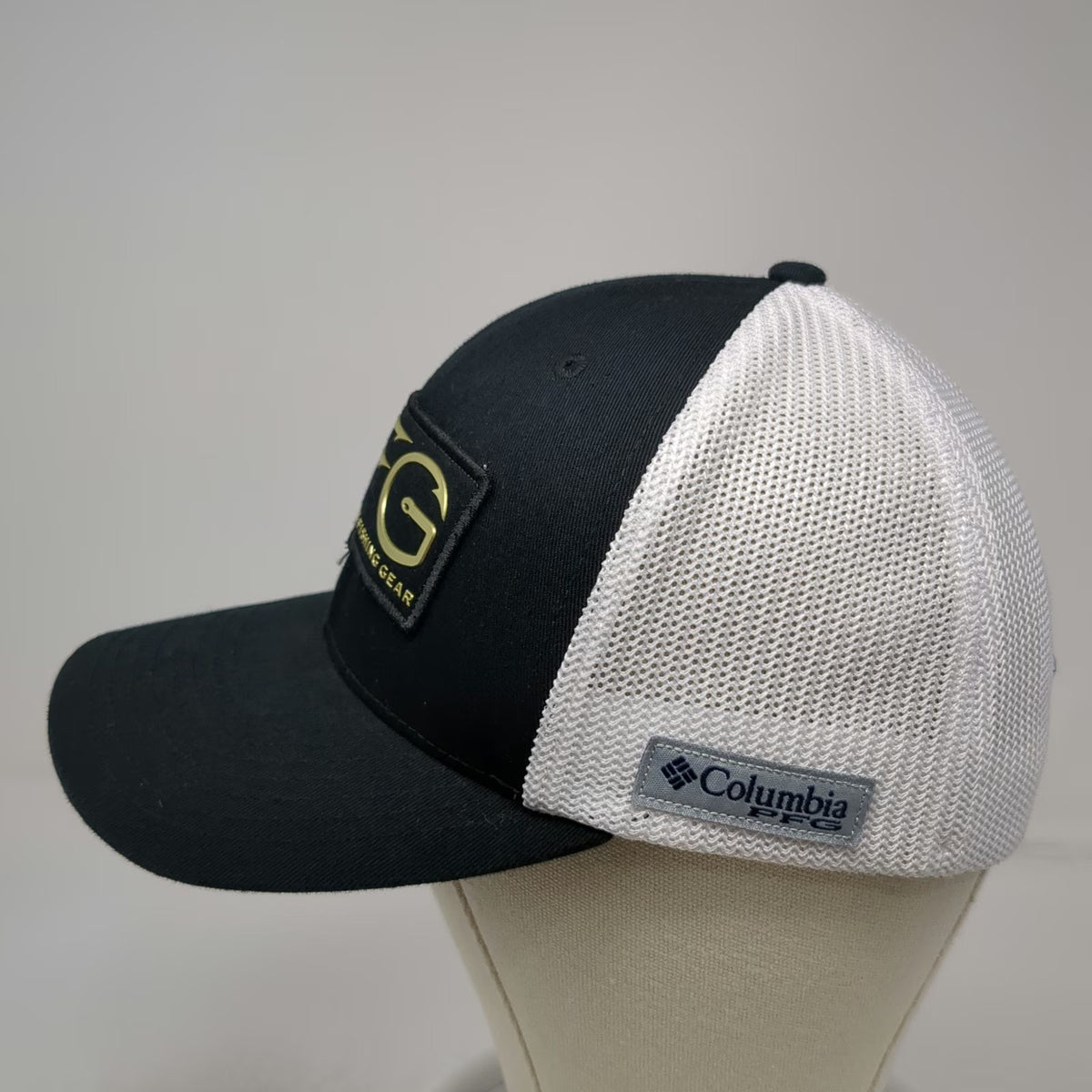 Columbia Baseball Cap Black M Mesh Back High Crown PFG Performance Fishing Hat