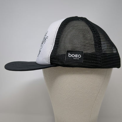 REI Trucker Hat Black One Size Mesh Back Snapback CO-OP Doodle Graphic Trees