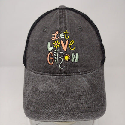 Let Love Grow Slideback Mesh Back Trucker Hat Gray OSFA Mighty Fine