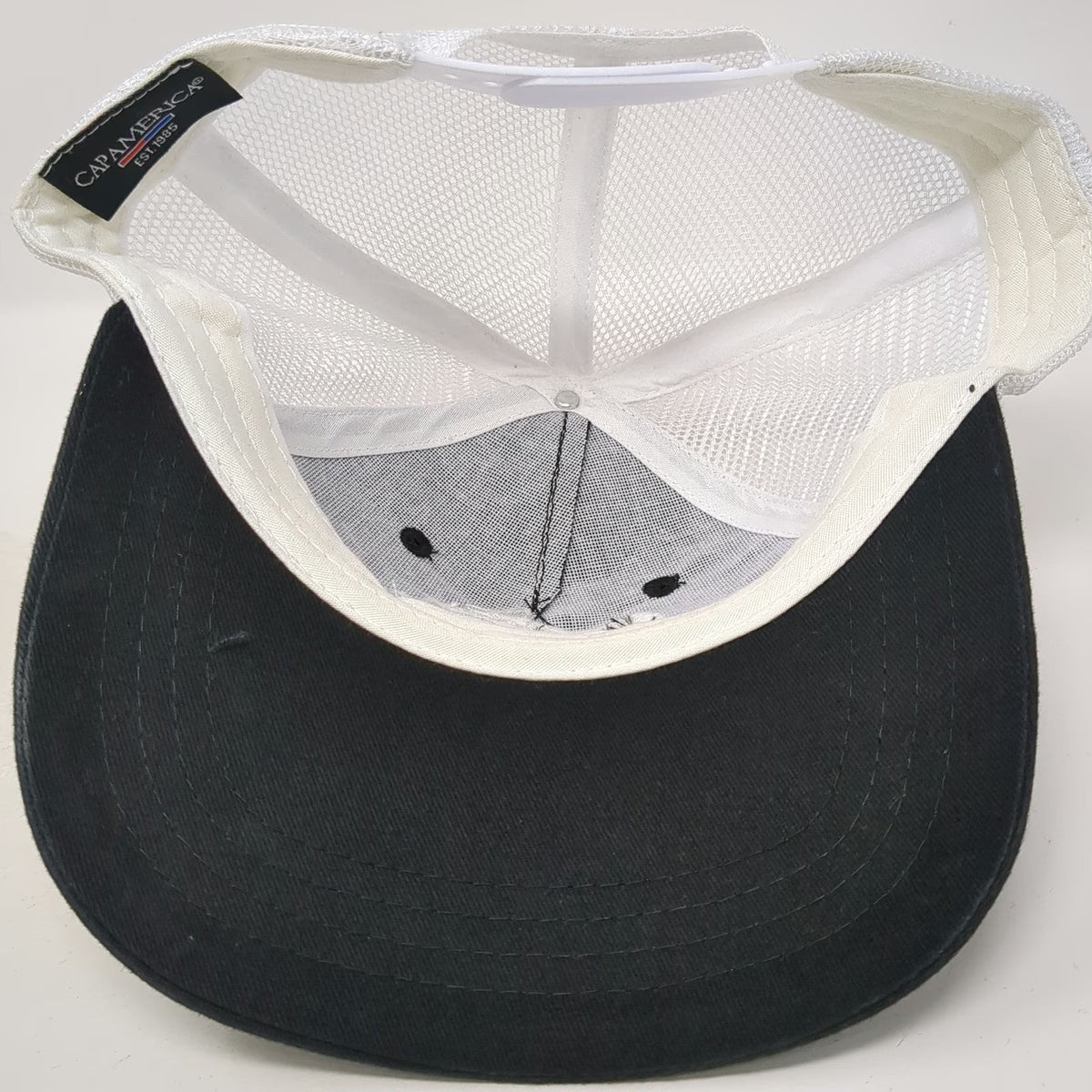 Cap America Trucker Hat Black One Size Crooked 8 Logo Mesh Snapback Structured