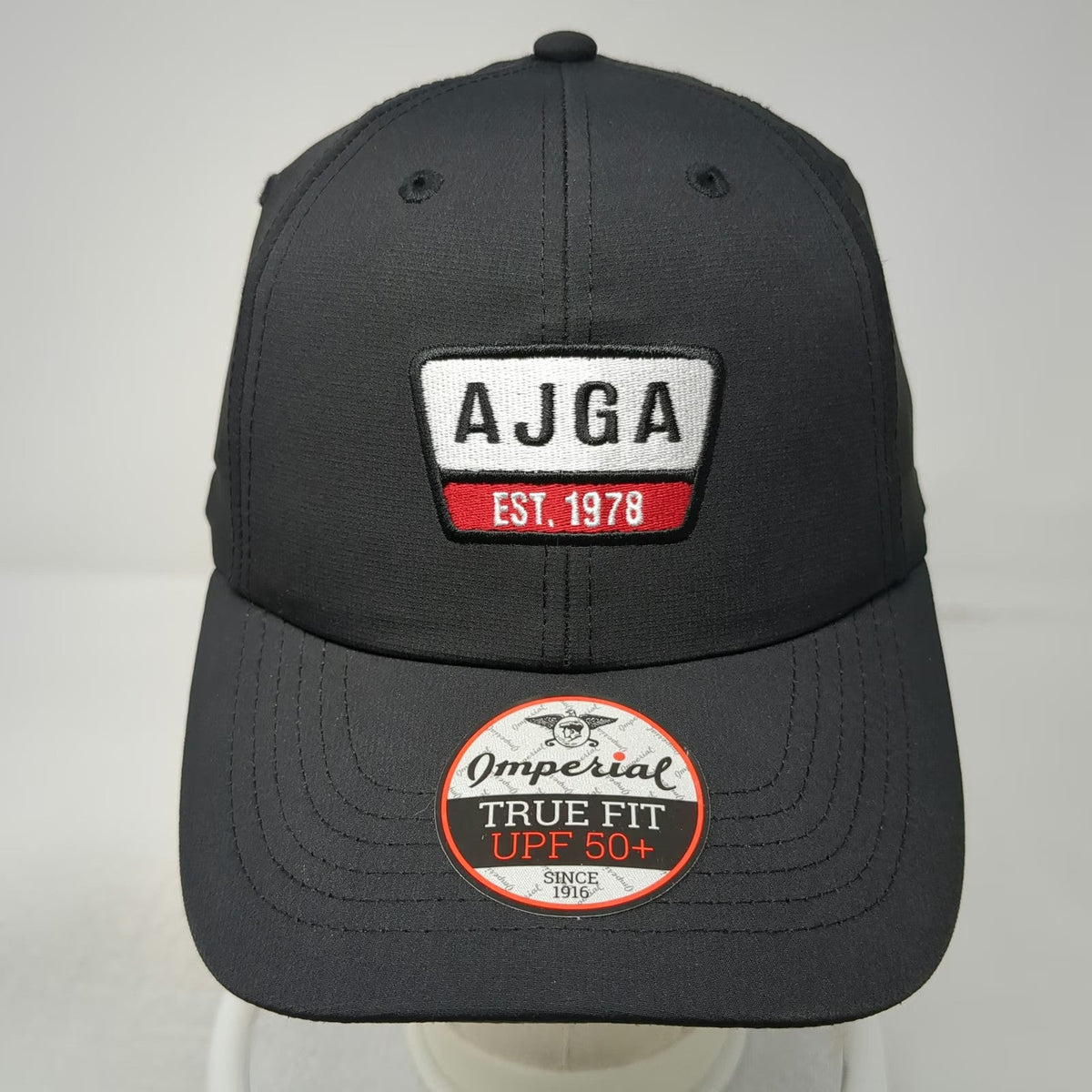 Imperial Baseball Cap Black OSFM AJGA Golf Performance Adjustable Hat UPF 50+