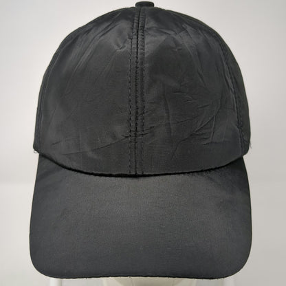 Black One Size Baseball Cap Ear Flaps Fleece Lined Quilted Nylon Slideback Hat