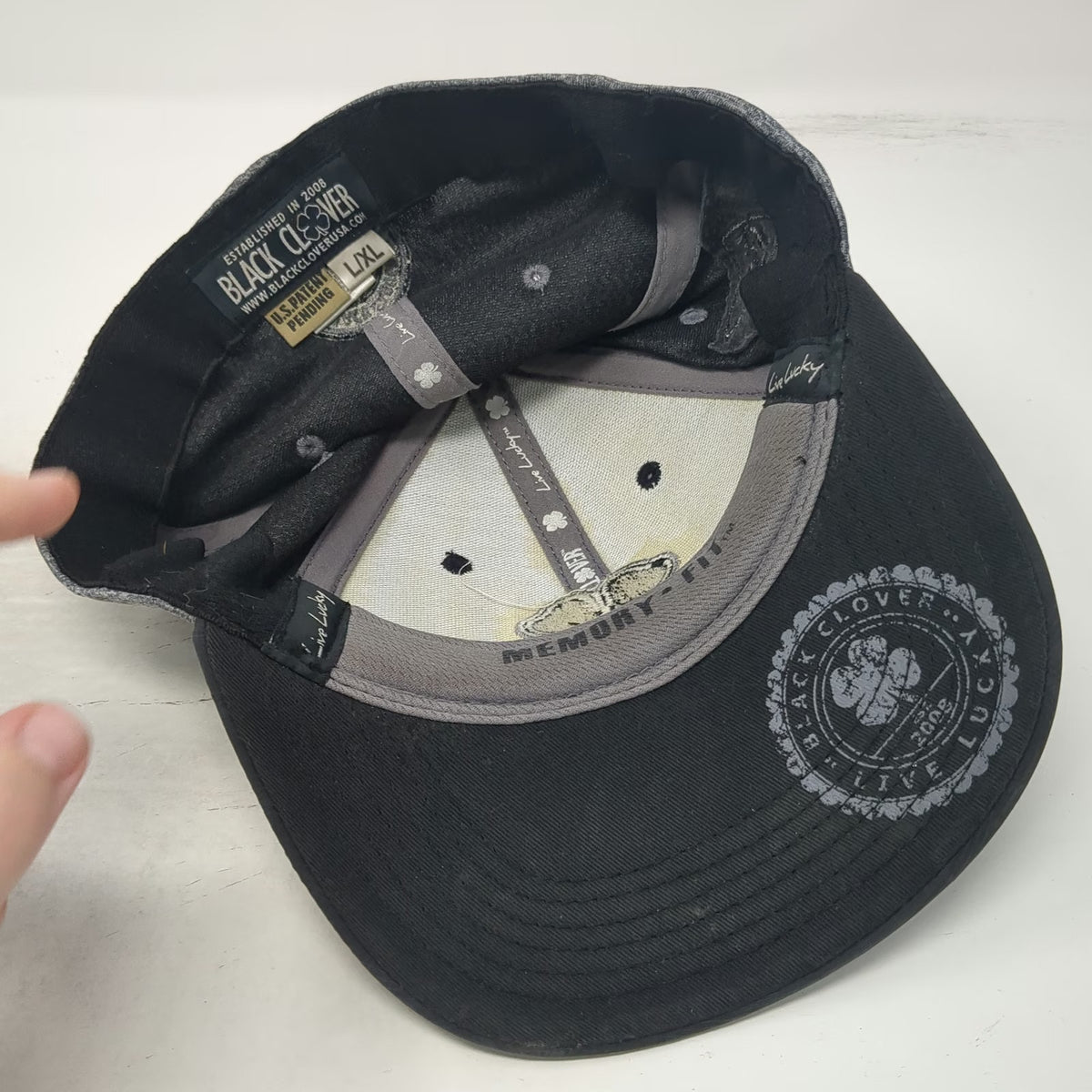 Black Clover Baseball Cap Gray XL Topgolf Las Vegas Live Lucky Memory Fit Hat
