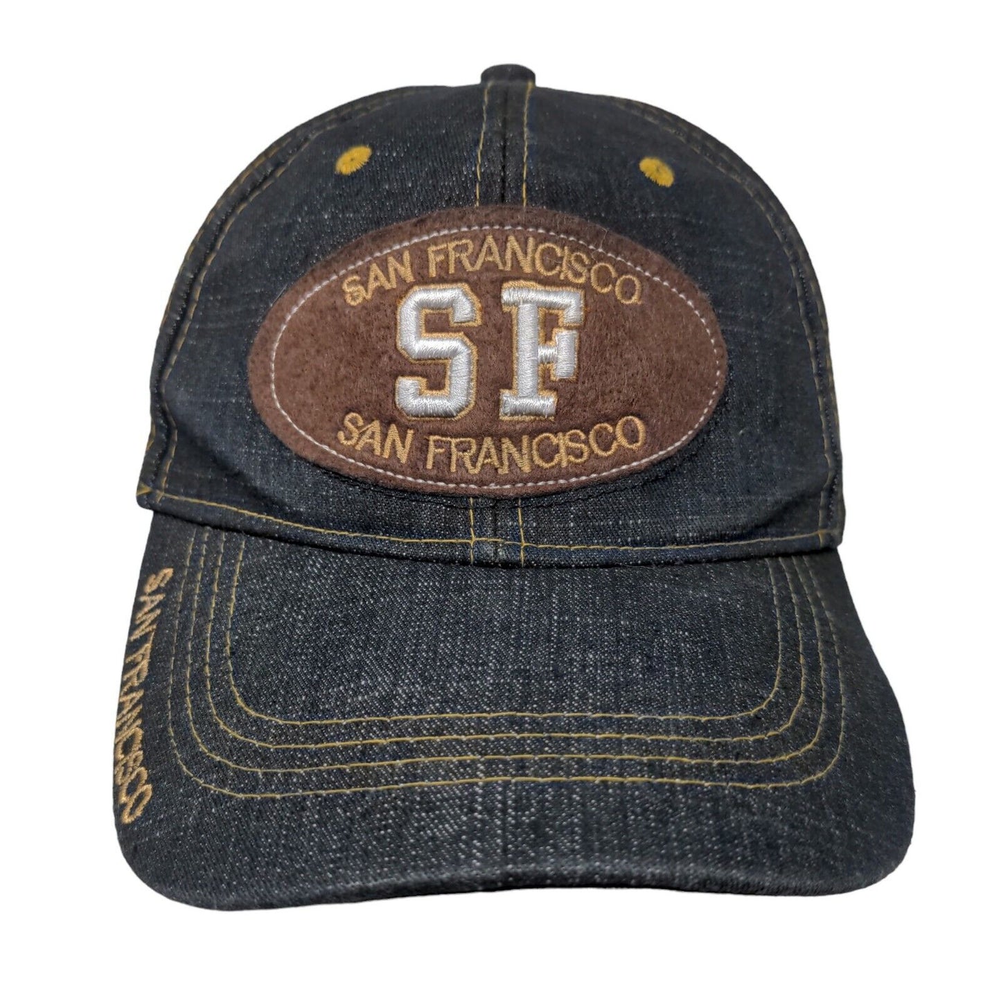 San Francisco Men's Strapback Hat Blue Embroidered Logo Spell Out 100% Cotton