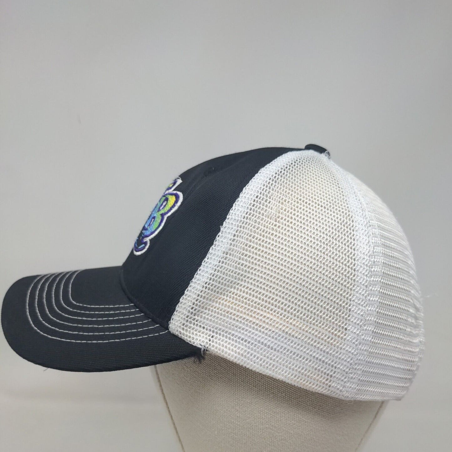 Fan Favorite Men's Snapback Mesh Back Hat Black Embroidered Tampa Bay Rays Logo