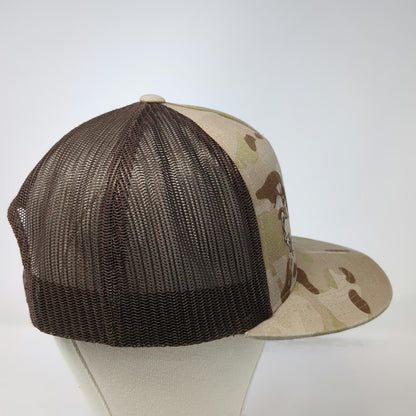 Yupoong Trucker Hat Beige Brown Camo One Size Wyoming Bucking Horse Snapback