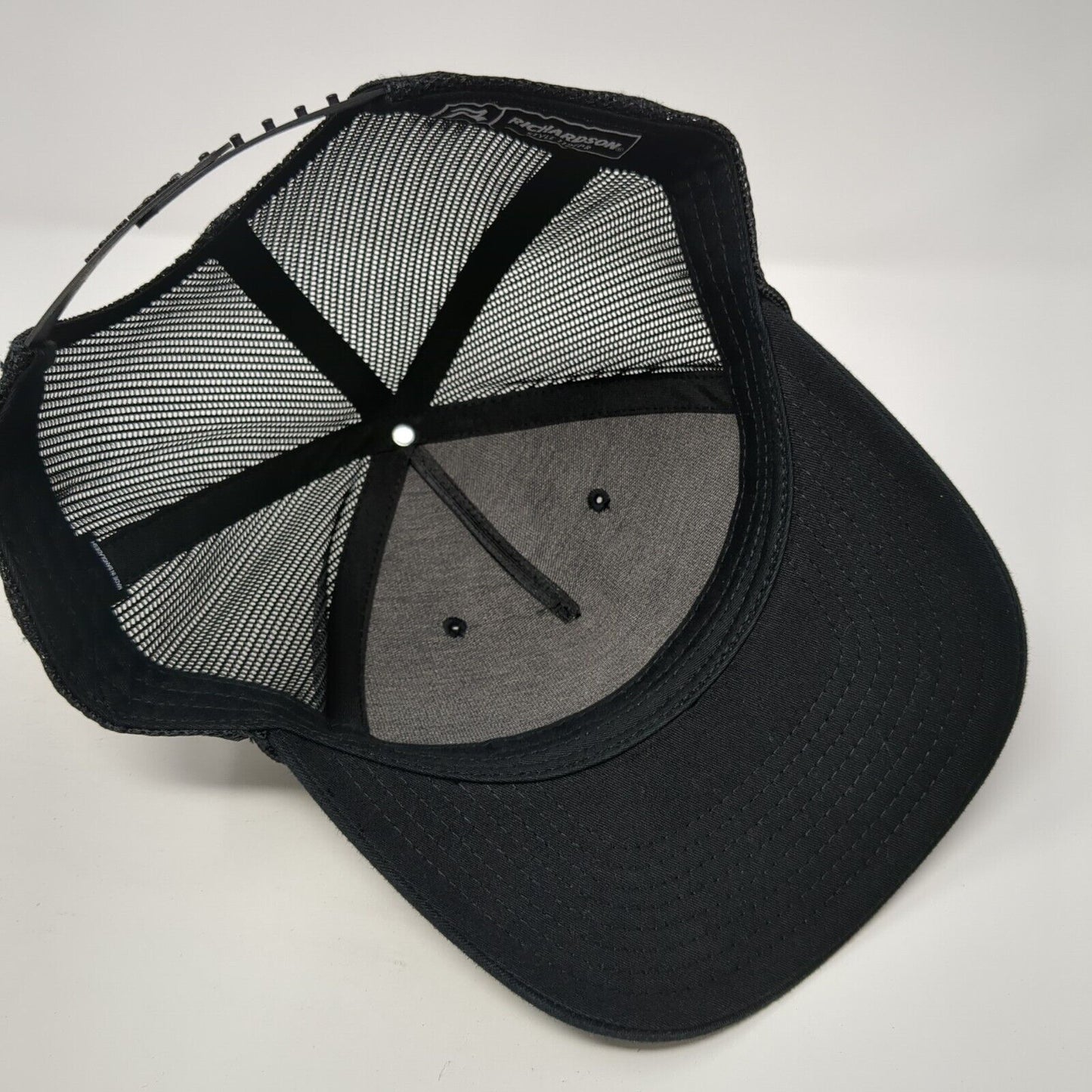 Richardson Snapback Trucker Hat Black One Size Adjustable Mesh Back Rope Blank