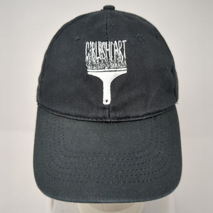 Unbranded Strapback Hat Black One Size Embroidered Logo Brush 6 Panel