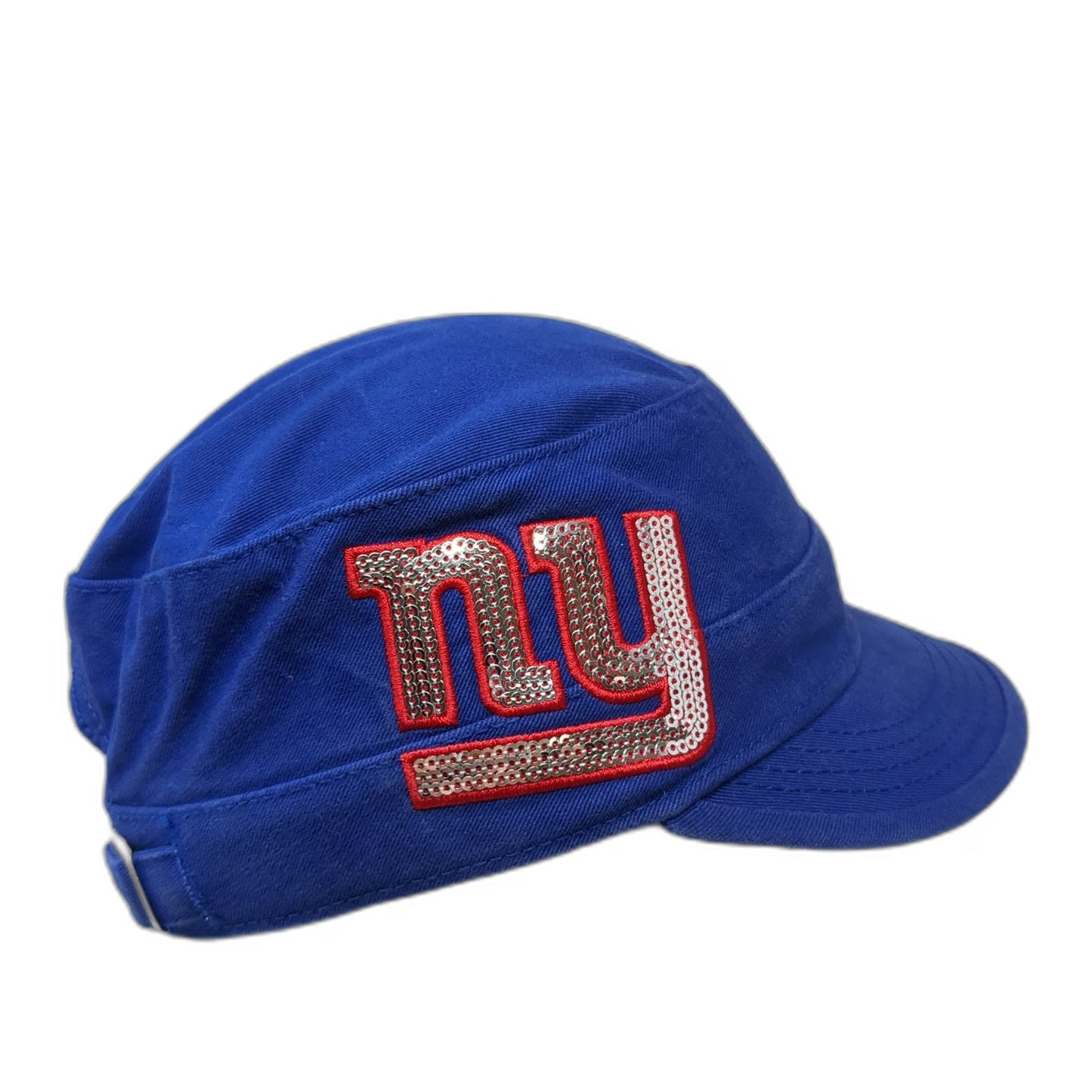 New York Giants NFL Team Apparel Army Cap Blue One Size Sequin Logo Cotton Hat