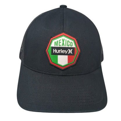 Mexico Hurley Snapback Trucker Hat Black One Size Adjustable Mesh Back Yupoong
