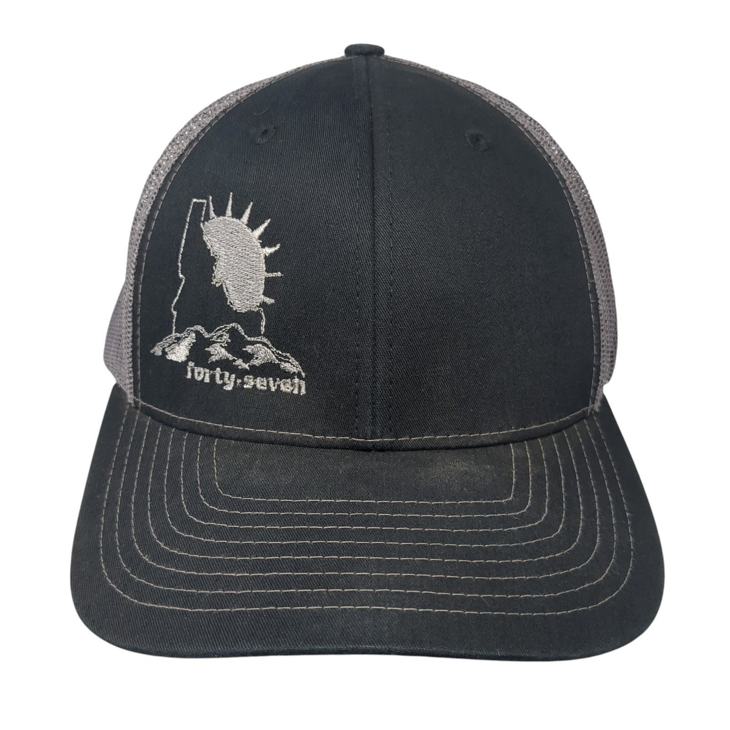 Forty-Seven Snapback Trucker Hat Black One Size Adjustable Mesh Back Richardson