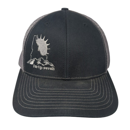 Forty-Seven Snapback Trucker Hat Black One Size Adjustable Mesh Back Richardson