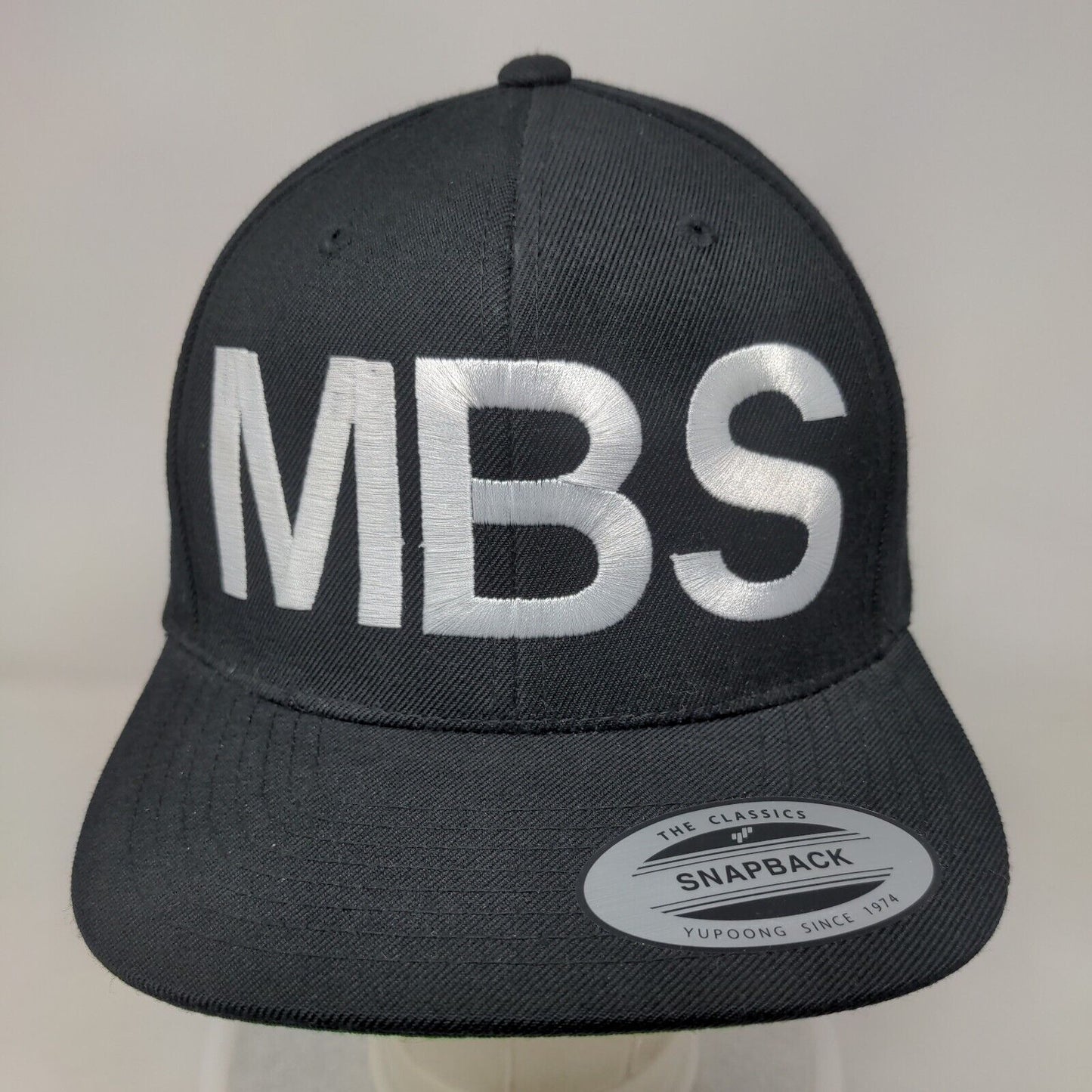 MBS Snapback Hat Black One Size Embroidered Adjustable 6 Panel Lids