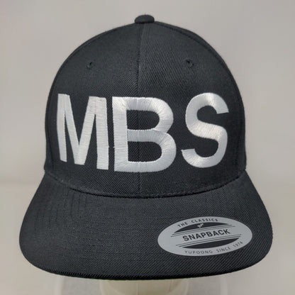 MBS Snapback Hat Black One Size Embroidered Adjustable 6 Panel Lids