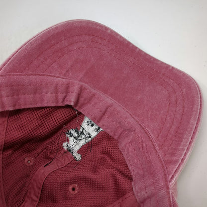 Adams Baseball Cap Red One Size Leather Strapback Dog Watch Cafe Stonington CT