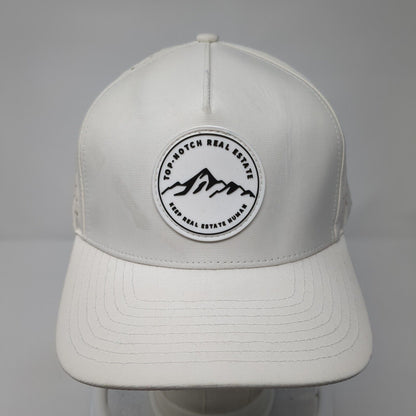 Top Notch Real Estate Snapback Hat White Cream Adjustable Zipped Black Hawk