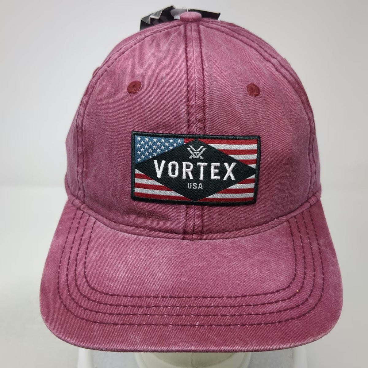 Vortex Baseball Cap Red One Size American Flag USA Patch Washed Cotton Hat